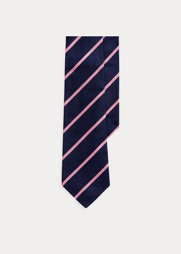 Corbatas Ralph Lauren Hombre Azul Marino / Rosas - Striped Silk Repp - HZQOB7598